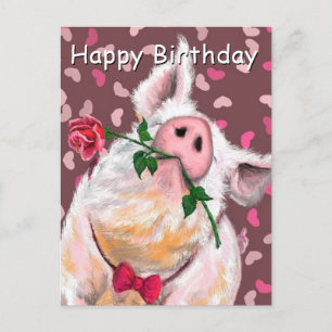 Postale Carte d'anniversaire de cochon drôle