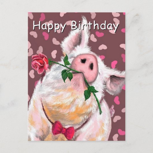 Postale Carte d'anniversaire de cochon drôle (Devant)