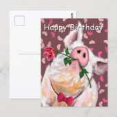 Postale Carte d'anniversaire de cochon drôle (Devant / Derrière)