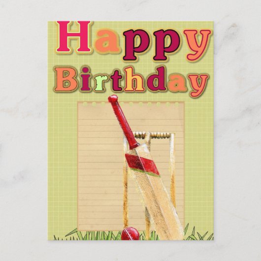 Postale Carte d'anniversaire de cricket (Devant)