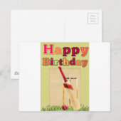 Postale Carte d'anniversaire de cricket (Devant / Derrière)