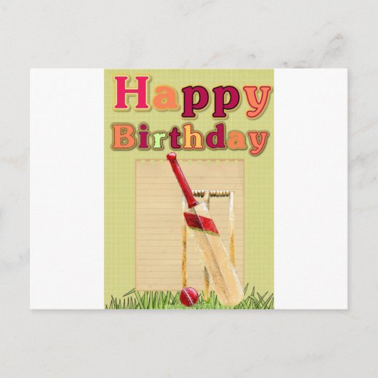 Postale Carte d'anniversaire de cricket (Devant)