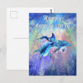 Postale Carte d'anniversaire de dauphin en couple (Devant / Derrière)