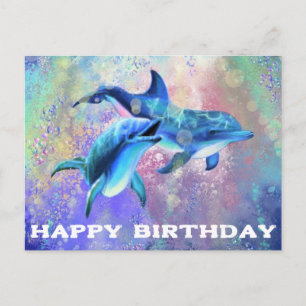 Postale Carte d'anniversaire de dauphins avec des dauphins