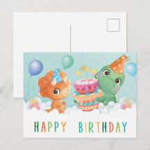carte d'anniversaire de dinosaure mignon