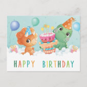 Postale carte d'anniversaire de dinosaure mignon (Devant)