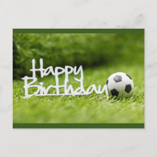 Postale Carte d'anniversaire de football avec balle sur he