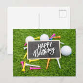 Postale Carte d'anniversaire de golf avec balle de golf et (Devant / Derrière)