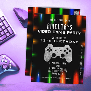 Postale Carte d'anniversaire de jeu vidéo néon pour jeux v