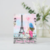 Postale Carte d'anniversaire de la femme à Paris (Debout devant)