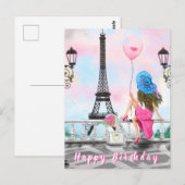 Postale Carte d'anniversaire de la femme à Paris (Devant / Derrière)