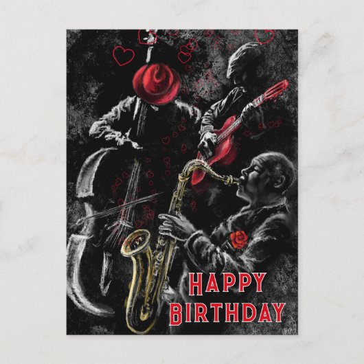 Postale Carte d'anniversaire de la musique jazz (Devant)