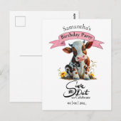 Postale Carte d'anniversaire de la vache (Devant / Derrière)