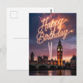 Postale Carte d'anniversaire de la ville de Londres avec f (Devant / Derrière)