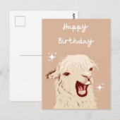 Postale Carte d'anniversaire de lama (Devant / Derrière)