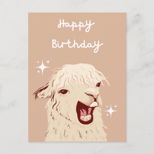 Postale Carte d'anniversaire de lama (Devant)