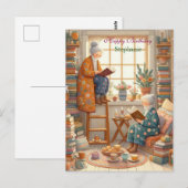Postale Carte d'anniversaire de lecture cosy pour les amou (Devant / Derrière)