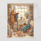 Postale Carte d'anniversaire de lecture cosy pour les amou (Devant)