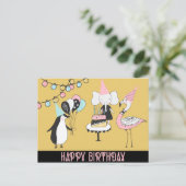 Postale Carte d'anniversaire de l'éléphant de Flamant rose (Debout devant)