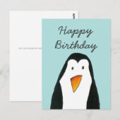 Postale Carte d'anniversaire de Penguin (Devant / Derrière)