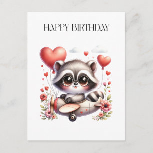 Postale Carte d'anniversaire de pilote raton laveur
