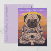 Postale Carte d'anniversaire de Pug (Devant / Derrière)