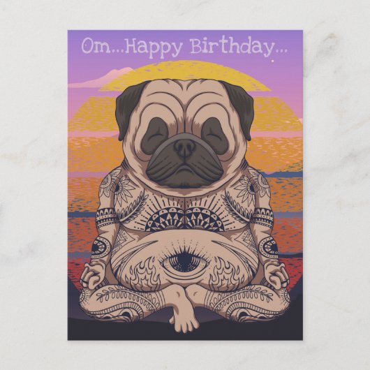 Postale Carte d'anniversaire de Pug (Devant)