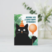 Postale Carte d'anniversaire de retraite avec chat noir et (Debout devant)
