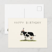 Postale Carte d'anniversaire de vache mignonne (Devant / Derrière)