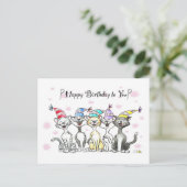 Postale Carte d'anniversaire des chats de fête - Art dessi (Debout devant)