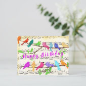 Postale Carte d'anniversaire d'oiseaux musicaux colorés du (Debout devant)