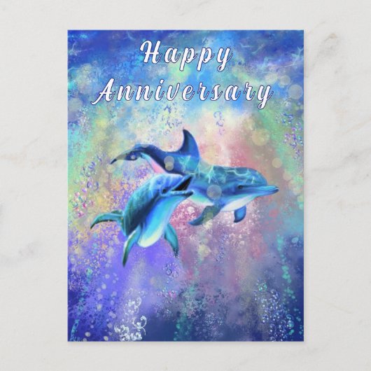 Postale Carte d'anniversaire Dolphin Couple (Devant)