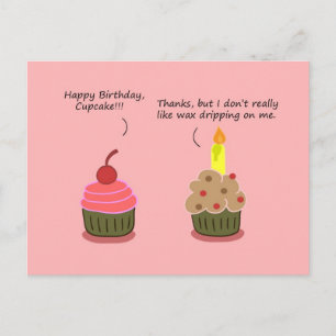 Postale Carte d'anniversaire drôle : bougie de cupcake en