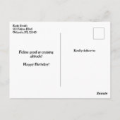 Postale Carte d'anniversaire drôle de chat pilote et d'avi (Dos)