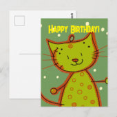 Postale Carte d'anniversaire drôle pour chats pour les amo (Devant / Derrière)