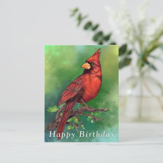 Postale Carte d'anniversaire du cardinal rouge (Debout devant)
