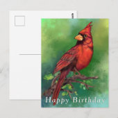 Postale Carte d'anniversaire du cardinal rouge (Devant / Derrière)