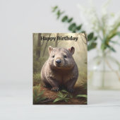 Postale Carte d'anniversaire du wombat australien brun dod (Debout devant)