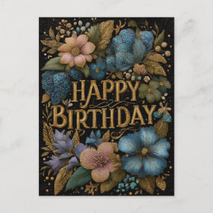 Postale Carte d'anniversaire élégante avec texte doré