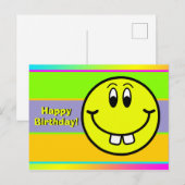 Postale Carte d'anniversaire Émoticône visage souriant den (Devant / Derrière)