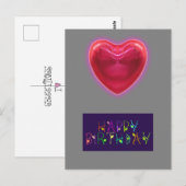 POSTALE CARTE D'ANNIVERSAIRE EN FORME DE COEUR (Devant / Derrière)