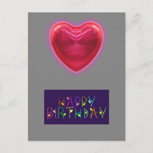 POSTALE CARTE D'ANNIVERSAIRE EN FORME DE COEUR (Devant)