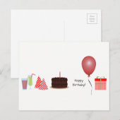 Postale Carte d'anniversaire - en rouge (Devant / Derrière)