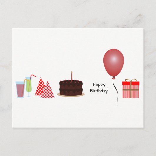 Postale Carte d'anniversaire - en rouge (Devant)