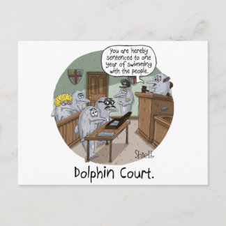 Postale CARTE D'ANNIVERSAIRE ET CADEAU DRÔLES avec DAUPHIN