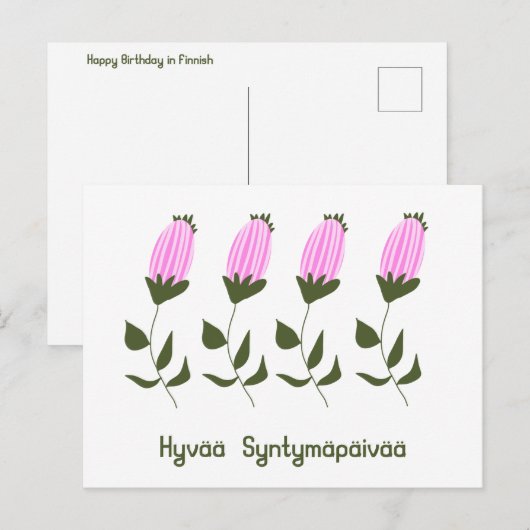 Postale Carte d'anniversaire finnoise (Devant / Derrière)