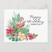 Postale Carte d'anniversaire flamant rose (Devant)