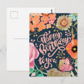 Postale Carte d'anniversaire Fleurs sauvages & Lettres (Devant / Derrière)