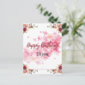 Postale Carte d'anniversaire florale rose (Debout devant)