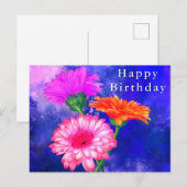 Postale Carte d'anniversaire Gerbera Daisy (Devant / Derrière)